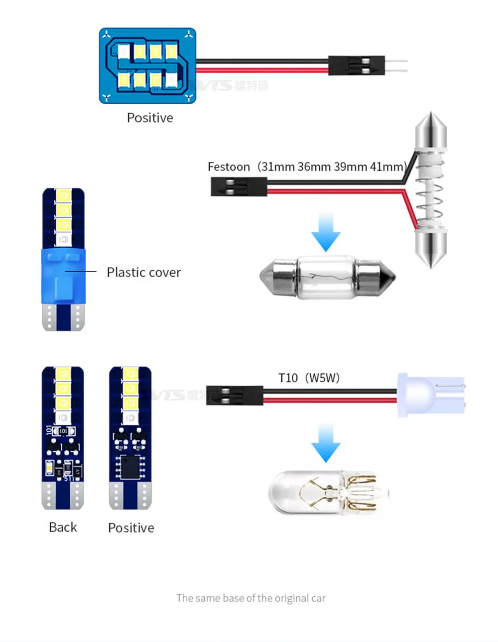 car led light T10 festoon high light bulb 3