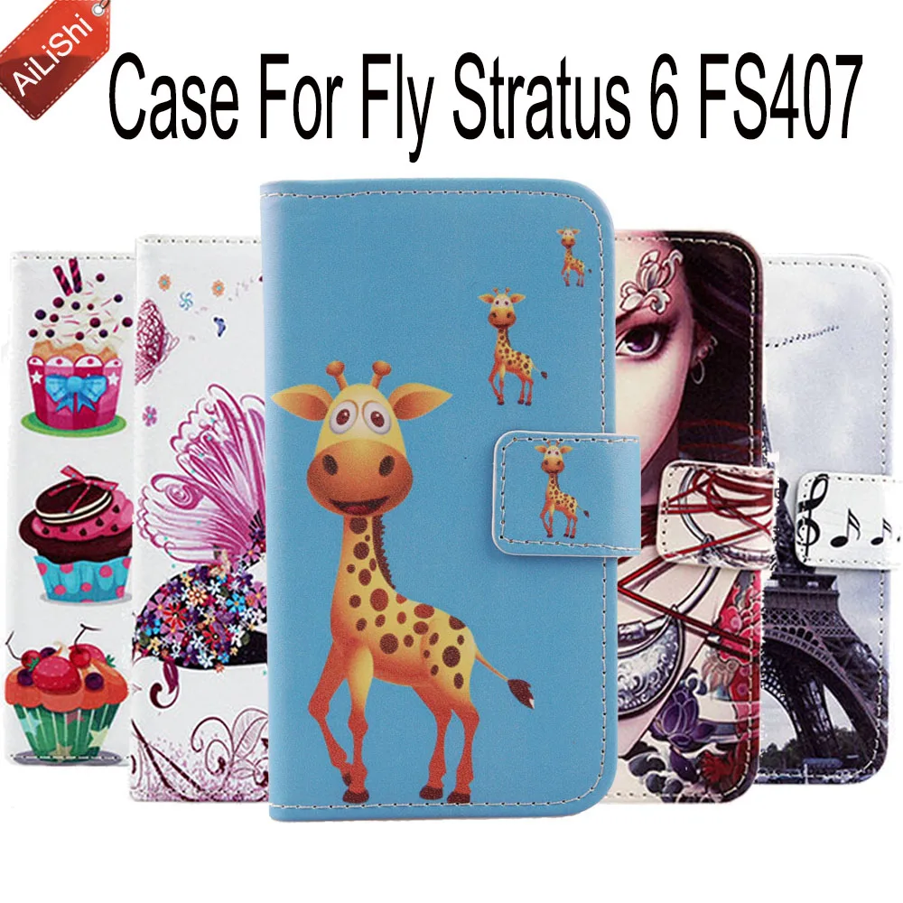 

For Fly Stratus 6 FS407 Wallet Protective Cover Skin PU Flip Leather Case Hot 14-Colors Tracking !