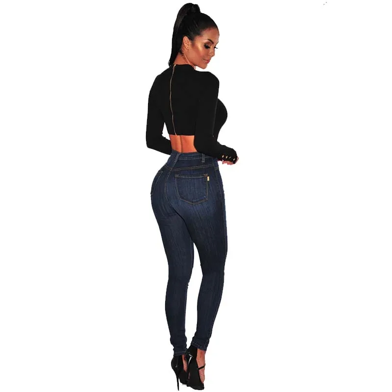 Женская эластичная одежда большого размера, узкие брюки-карандаш, джинсы с высокой талией и пуговицами, синие джинсовые облегающие длинные брюки для девушек, уличная одежда, S-4XL