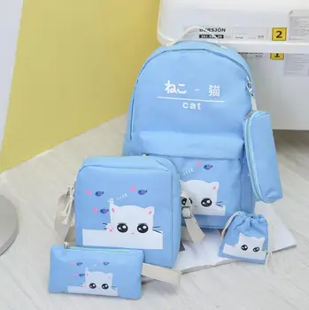 

Fashion School Bags For Girls Backpack 4pcs/set Children Canvas Backpacks Teenager Schoolbag Kids Backpacks