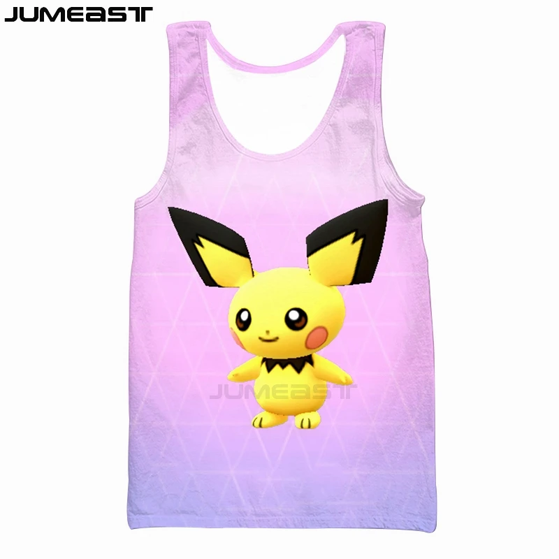 Jumeast бренд для мужчин/для женщин 3D печатных жилет Cartoom Покемон Пикачу короткий рукав Новая мода спортивный пуловер Лето безрукавки для - Цвет: 03
