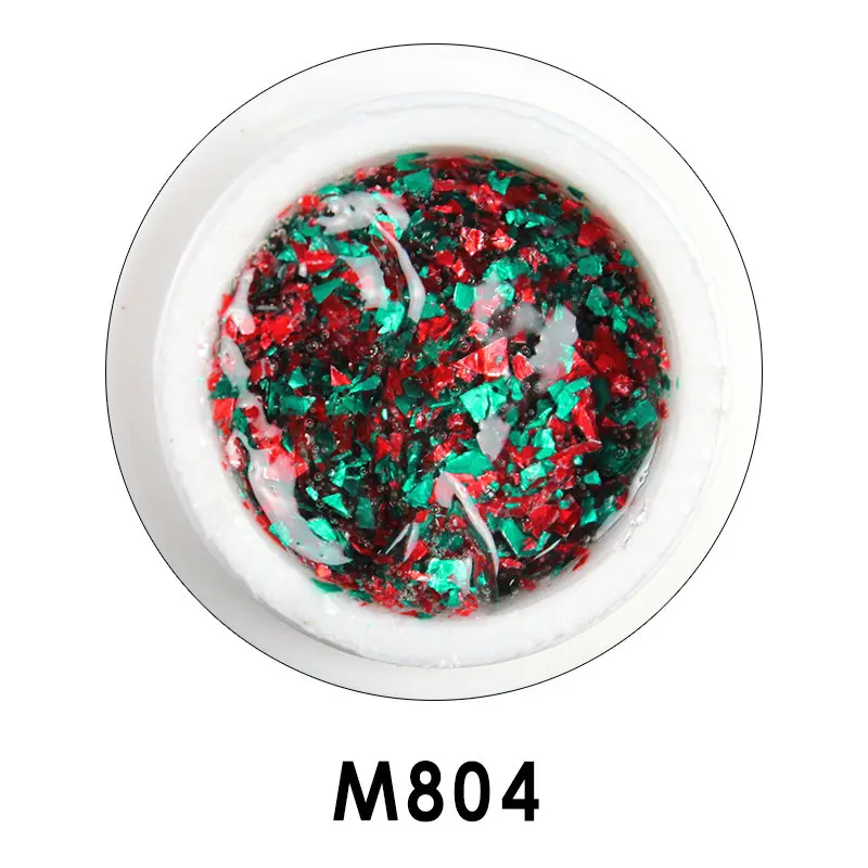 CokeKOU осень и зима цвет камень светодиодный и УФ Гель-лак для ногтей Рождество красный и зеленый звезды круглый белый снег гель свадебный - Цвет: M804