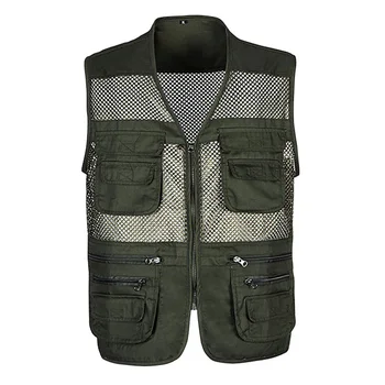 

Free Shipping New Mesh ArmyGreen Vests for Shooting Men Multi-pocket Photographer Vest Reporter Director Vest XL-3XL