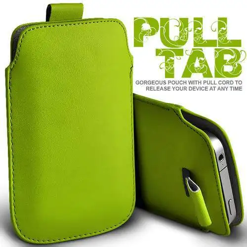 Tab Push& Pull из искусственной кожи чехол для Apple iPhone 4 4S 5C 5S Xiaomi 2S Ультратонкий чехол для телефона - Цвет: Зеленый