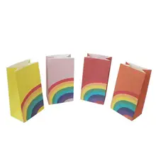 Rainbow Pattern Square Bottom Food Bag Catering Packaging Bag Oil Proof Taker Bag