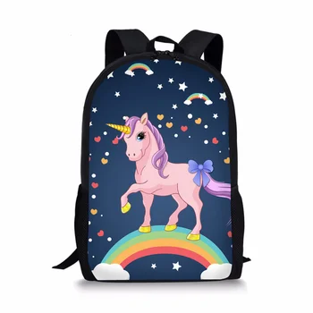 

Hot Kids SchoolBag 3D Rainbow Unicorn School Bag Set Backpack for Girl Boys Schoolbag Galaxy Pink Color College Book Racksack