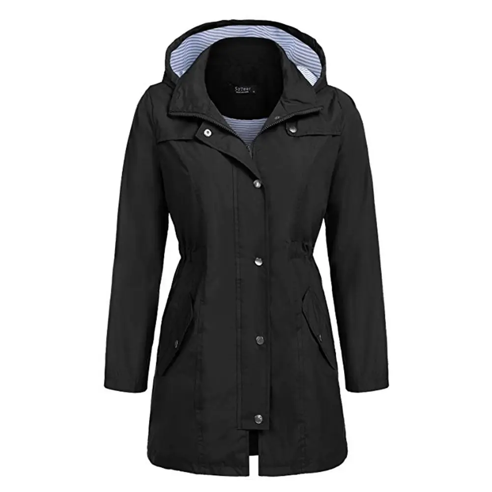 Женская мода для путешествий на открытом воздухе, Женская непромокаемая одежда, женское водонепроницаемое пончо для прогулок, ветровка, дождевик, куртка для кемпинга - Цвет: Черный