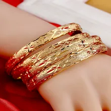 4 шт. Дубай 64 мм* 8 мм золото Африки ювелирные изделия Эфиопии браслет и браслет для Для женщин подарок