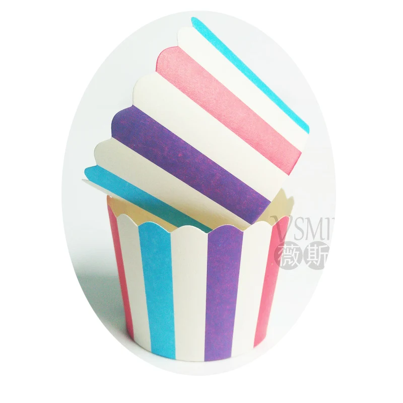 50 шт./пакет Полосатый Синий красный, белый зеленый розового и фиолетового цветов Бумага Кекс Маффин чашки формы для выпечки для дня рождения Свадебная вечеринка - Цвет: 22