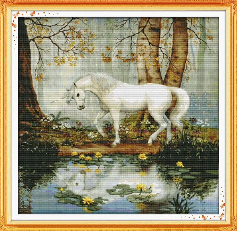 

Beautiful unicorn Counted 11CT Printed 14CT Cross Stitch Set DIY Chinese Cotton Cross-stitch Kit Embroidery Needlework