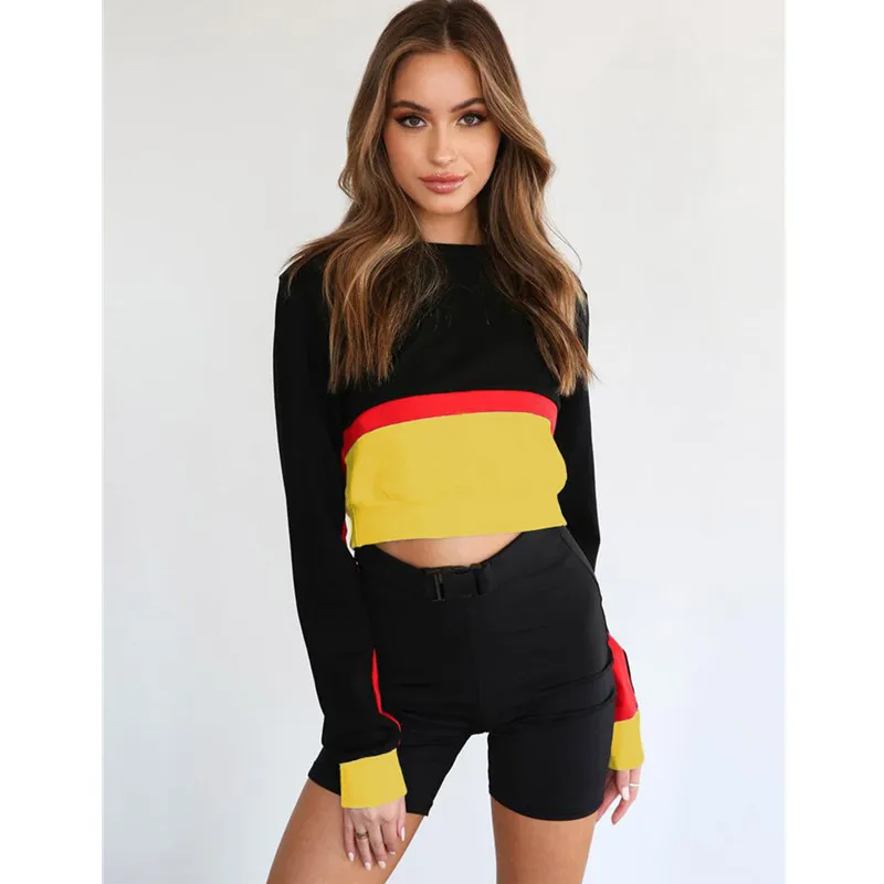 MISAUU 2018 Women Spring Autumn Cute Hoodies Long Sleeve Loose Crop Top Sweatshirt Casual Patchwork Pullover sudadera mujer MISAUU 2018 Women Spring Autumn Cute Hoodies Long Sleeve Loose Crop Top Sweatshirt Casual Patchwork Pullover sudadera mujer
