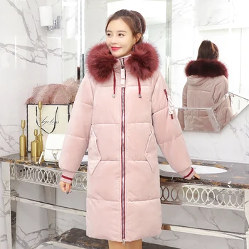 

2019 New Velvet Winter Jacket Women Warm Thicken Hooded With Fur Female Long Coat Parka High Quality