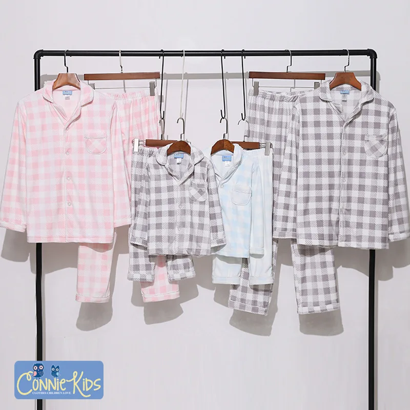 

Family Matching Pyjamas Christmas Cotton Plaid Boys Girls Summer T-shirt +pants Mommy and Me Father Son Dad Daughter Clothes