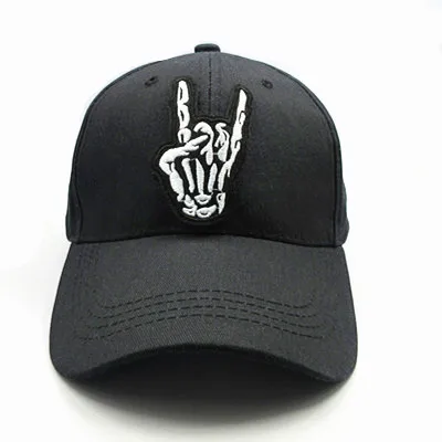 LDSLYJR skull gesture embroidery cotton Baseball Cap hip-hop cap Adjustable Snapback Hats for men and women 67 - Цвет: black