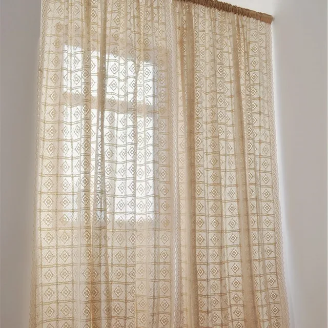 Rustieke Vintage stijl gehaakte gordijn voor woonkamer beige kleur ... Rustieke Vintage stijl gehaakte gordijn voor woonkamer beige kleur ...