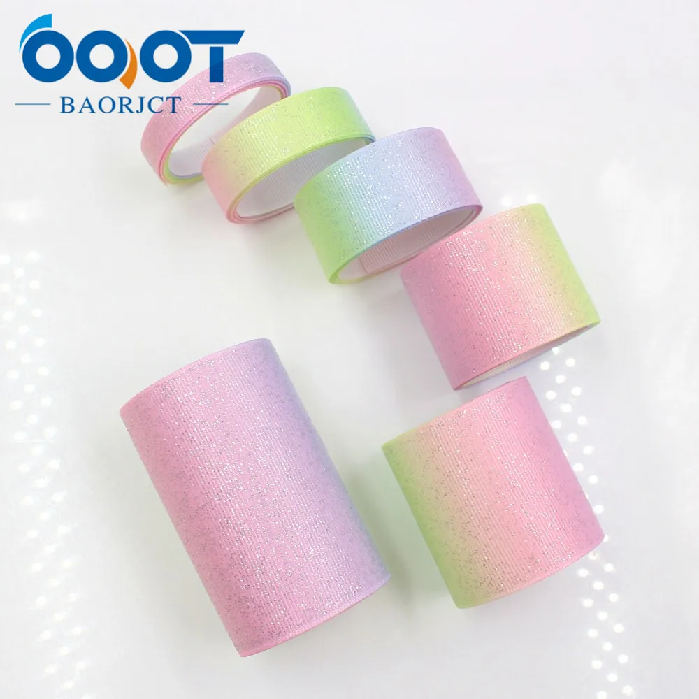 

OOOT BAORJCT 1710058 38mm 5yards 10mm 10yards flash Ribbons Thermal transfer Printed grosgrain Wedding Accessories DIY handmade