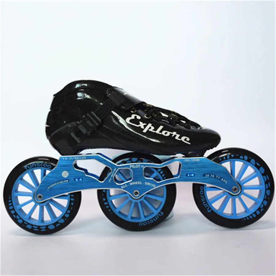 EUR size 30-44 Speed Inline Skates Carbon Fiber Competition Skate 3*125mm Street Racing Skating Patines Similar With Powerslide adult roller skates