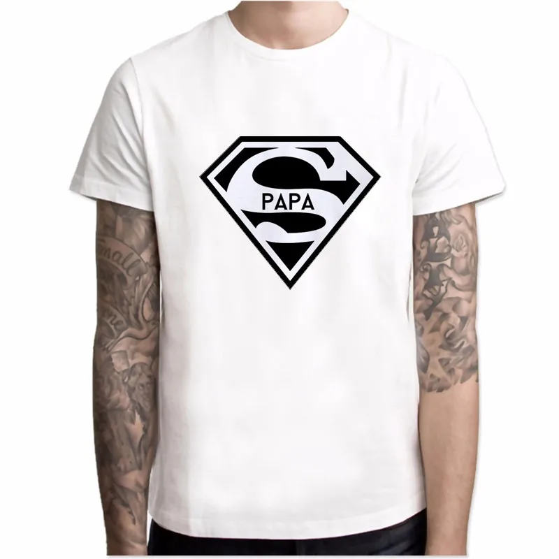 Мужская футболка с надписью Super Papa летняя повседневная со слоганом и Dad Day Gift