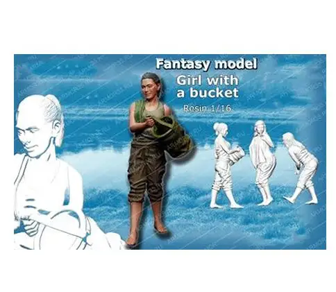 

1/16 modern girl with a BUCKET toy Resin Model Miniature resin figure Unassembly Unpainted