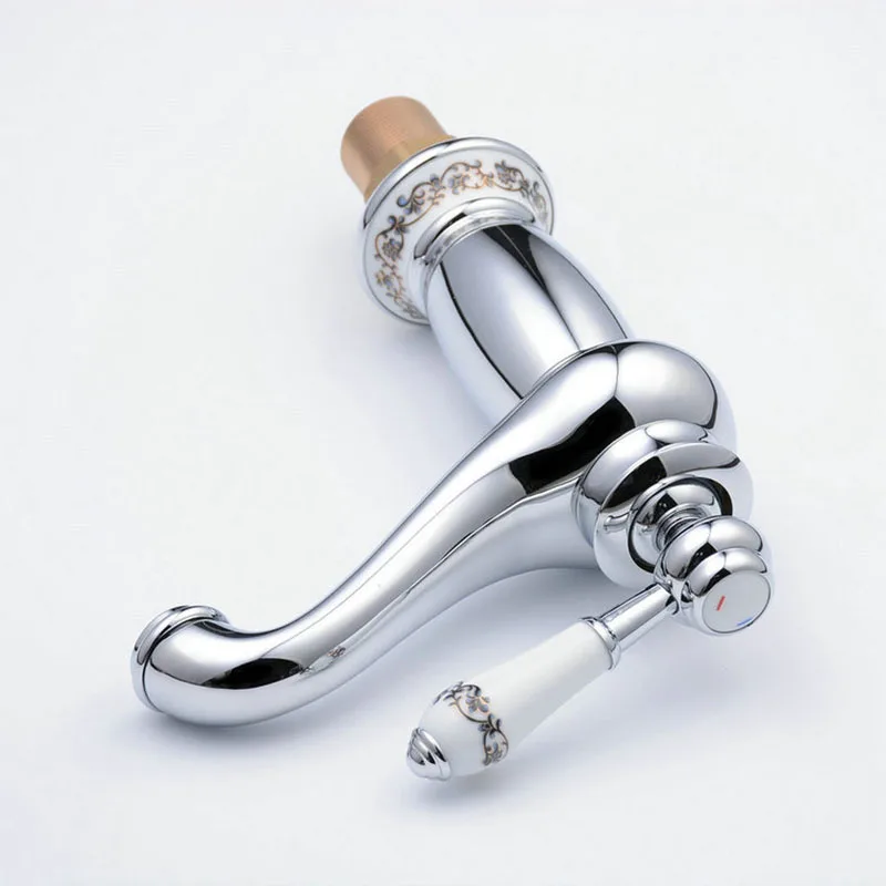 SRJ Bathroom Brass Faucet Cold And Hot Water Tap Brushed Antirust Washbasin Faucet Soft Water Prevents Splashing 