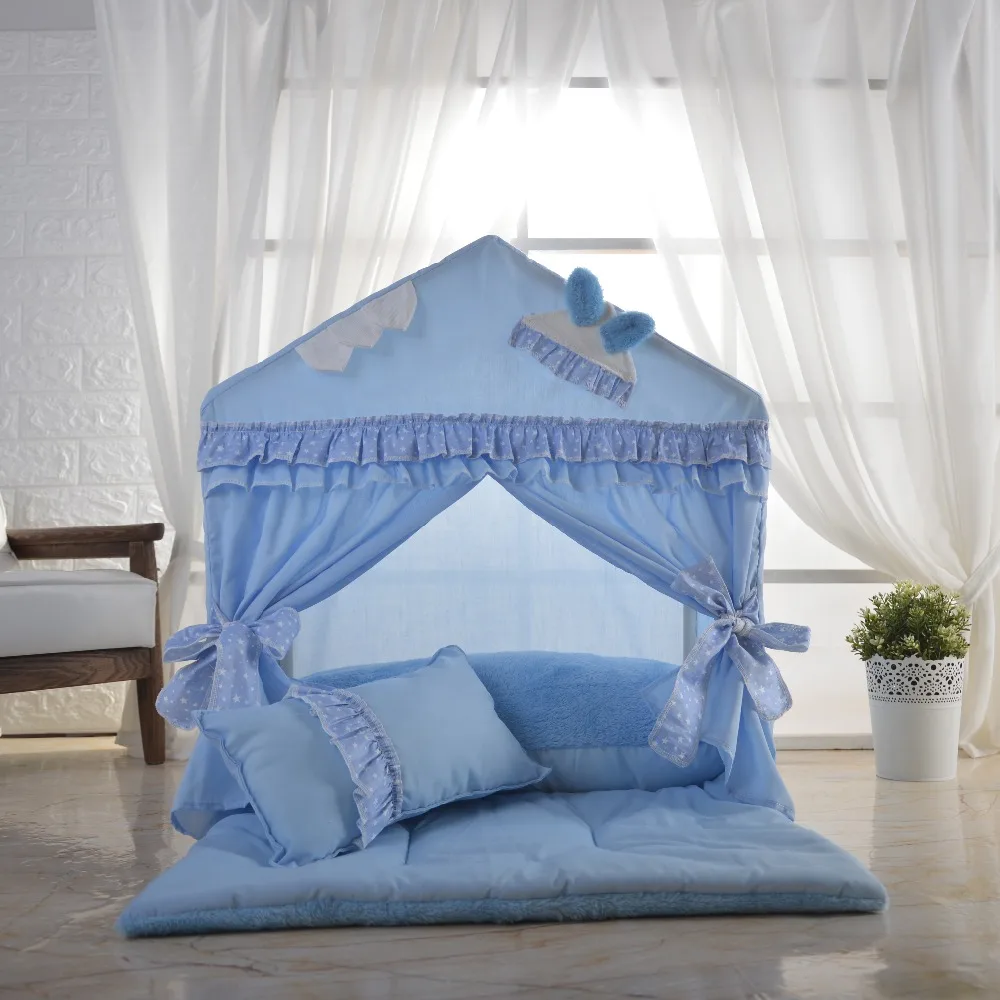 

Cotton pet house puppy tent Lace kennel with upholstered and quilt kennel beautiful pet lodge