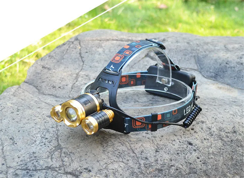 JEANIGHT 3 LED Headlamp XML T6 8000LM Headlight frontale Flashlight 4 Mode Torch Lights with Car Charger With 18650 Battery (21)