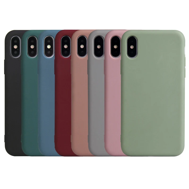 

Candy Plain Color Matte Gel Silicone Case For iphone 11 Pro Max 6 6S 7 8 Plus + X Xs XR Anti-knock Slim Soft Back Cases Coque