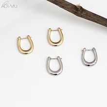 AOMU дизайн S925 серебро булавка Металл золото медь покрытием U форма пустотелые серьги гвоздики для мужчин женщин Девушка Вечерние ювелирные изделия
