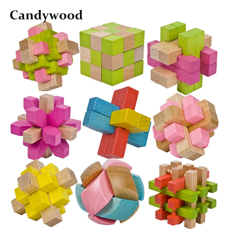 

If You Think You Are a Genius Please Coming Beech Wood Colorful Locks 3D Puzzle Wooden Toys Educational Toys for Children Adult