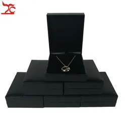 6 шт ювелирные изделия Дисплей Box Черный кожзам Свадебные Обручальная Подвеска Ожерелье Органайзер для сережек Хранения Подарочная