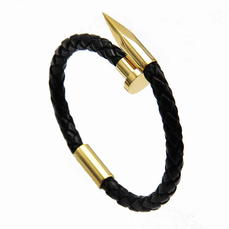 ZG Модный Ювелирный панк браслет из нержавеющей стали для мужчин кожаный браслет 6 мм с магнитной застежкой золотого цвета