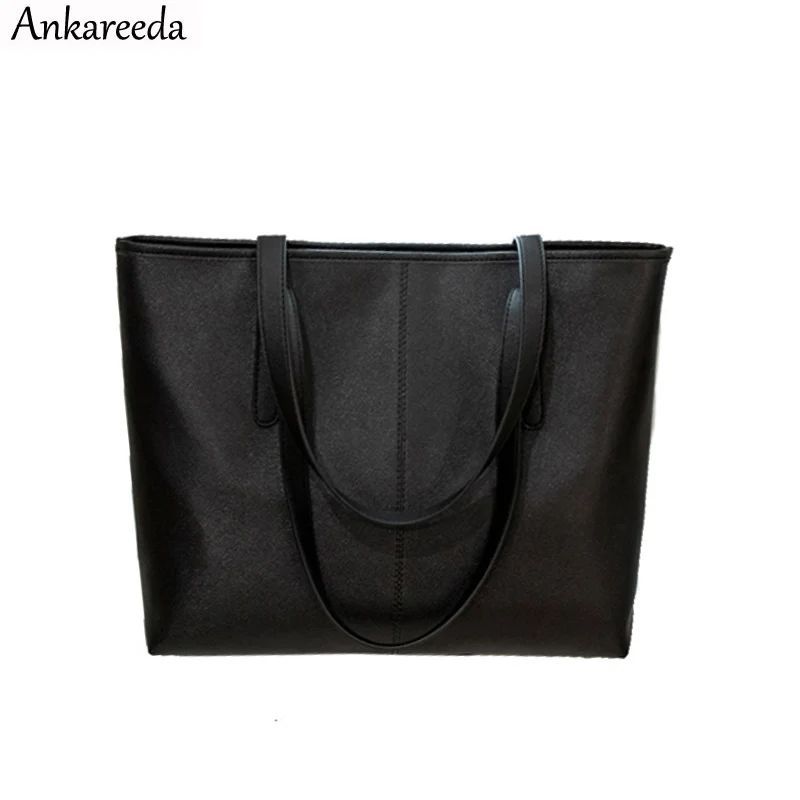 

Ankareeda Women handbags Vintage PU shoulder bag women casual fashion large totes Versatile high quality zipper Female bags 2019