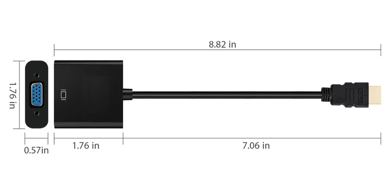 0,25 м Мужчина HDMI к VGA Женский HDMI адаптер VGA Video Converter 1080 P цифро-аналоговый аудио для портативных ПК Tablet проектор