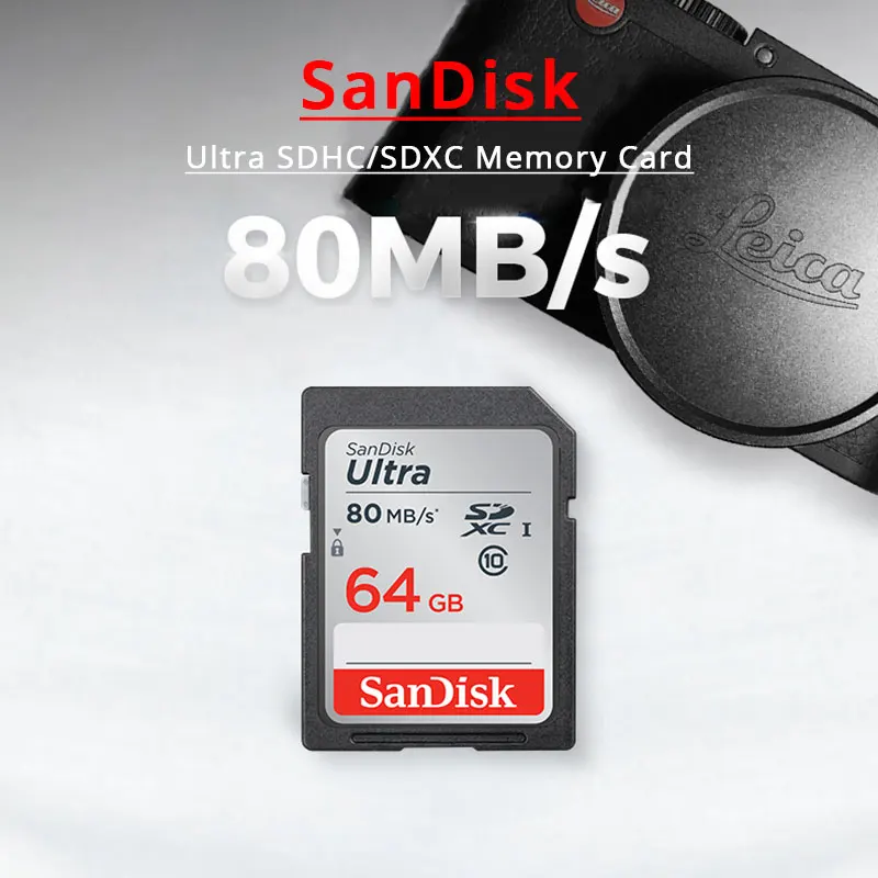 Двойной Флеш-накопитель SanDisk 64 Гб SD карты памяти 128 ГБ 256 ГБ SDXC Камера карта 16 Гб оперативной памяти, 32 Гб встроенной памяти SDHC SLR карты USH-I Class10