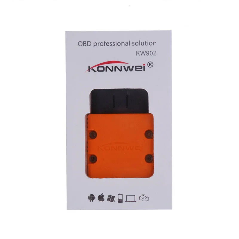 KONNWEI KW902 Bluetooth ELM327 V1.5 PIC18F25K80 ЧИП, OBDII считыватель ошибок ELM 327 диагностический сканер, работает с Android PC 16Pin