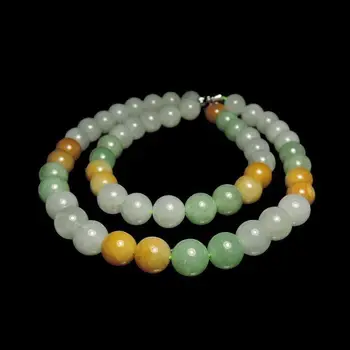 

Free Shipping KOOJADEIcy Emerald Color Jadeite Beads Necklace54Grade A