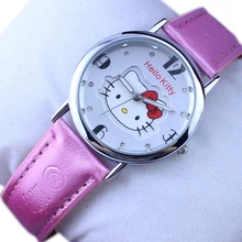 Новые модные детские розовые кварцевые часы hello kitty KT с милым мультяшным котом для девочек