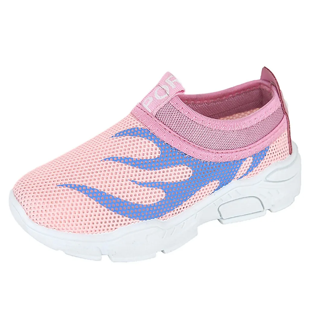 MUQGEW/Новинка; модные детские сетчатые кроссовки для мальчиков и девочек с принтом огня; спортивная обувь; повседневная обувь; - Цвет: Pink