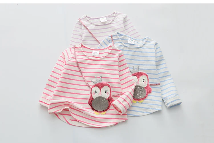 Children Penguin Tops 2018 Hot Sale Spring Autumn Kids Clothes Long Sleeve O-Neck Strip Girl Long Sleeve T Shirt (12)