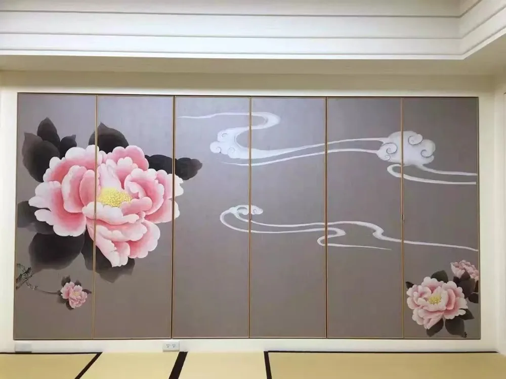 

Customized Classic style unique Hand-painted silk hand painted wallpaper painting flowers many arts and background optional