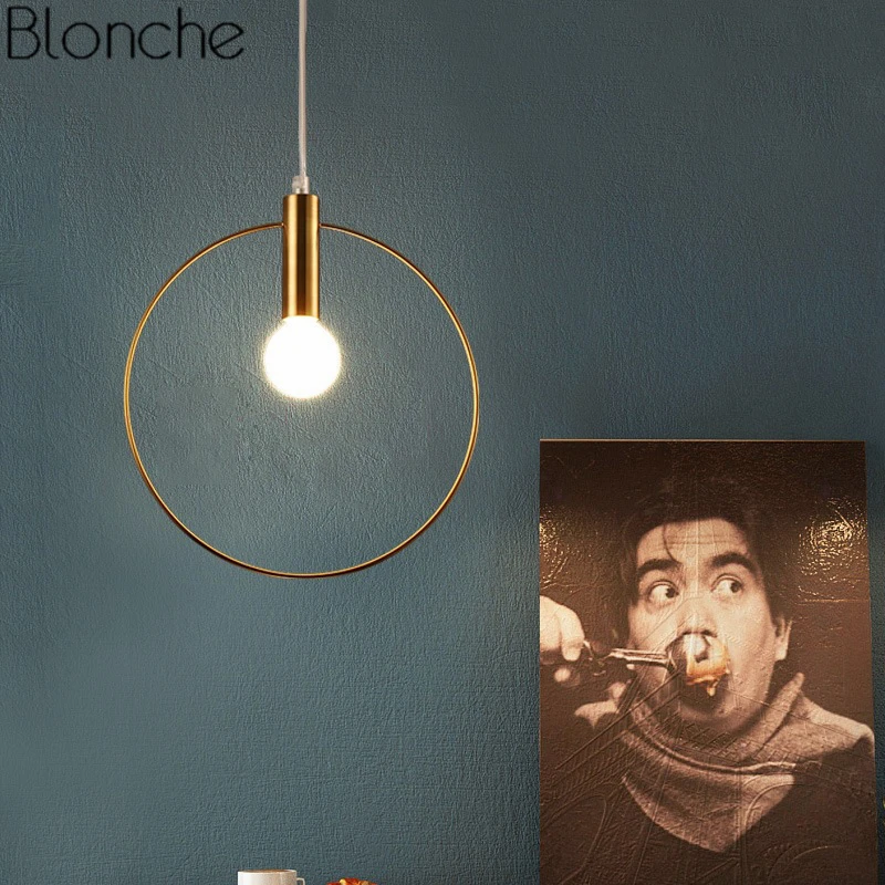 

Modern Single Ring Pendant Light Gold LED E14 Hanging Lamp for Dining Room Kitchen Lighting Suspension Luminaire Home Loft Decor