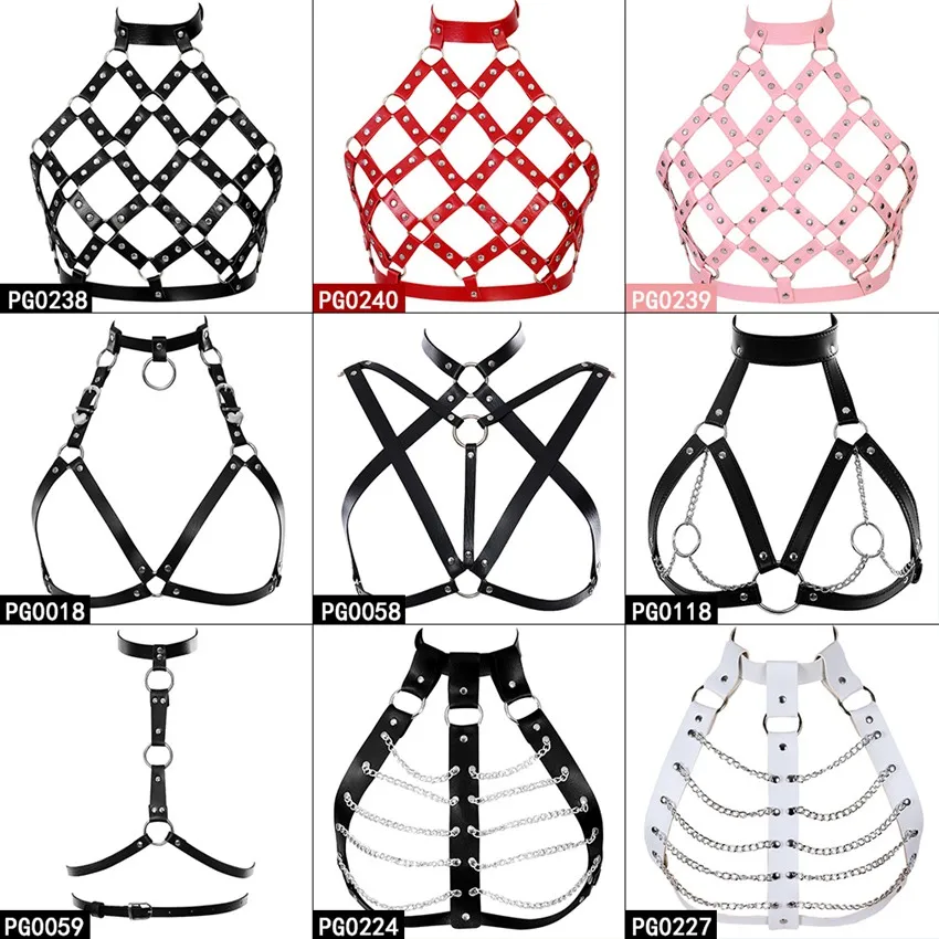 Кожаный ремешок с металлической цепочкой, бюстгальтер или женская готическая головная лента в стиле панк, лента для регулировки клетки, плюс размер, праздничный костюм