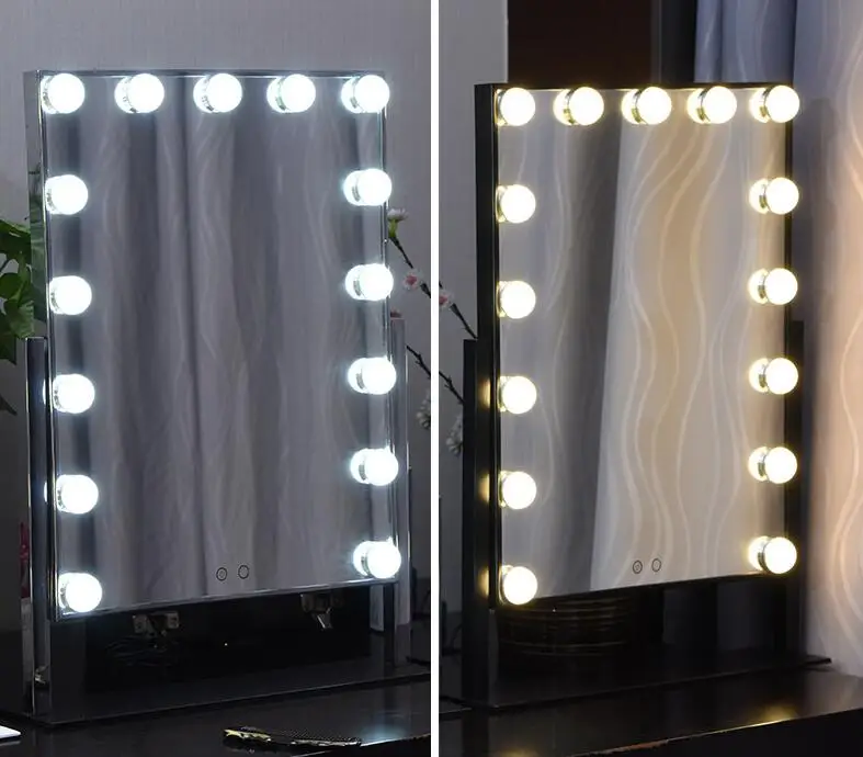 

Hollywood Makeup Vanity Mirror with Light Tabletops Lighted Mirror with Dimmer Stage Beauty Mirror Valentine's Day Gift