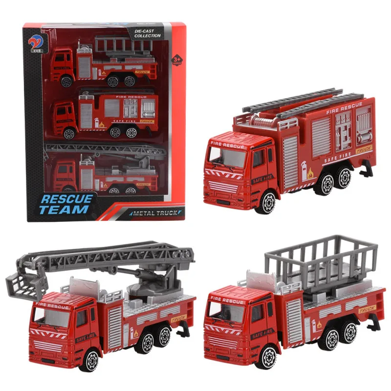 Kids Simulation Alloy Car Model Set Excavator Engineering Fire Engine Military Missile Truck Alloy Model Toy Toys for Children