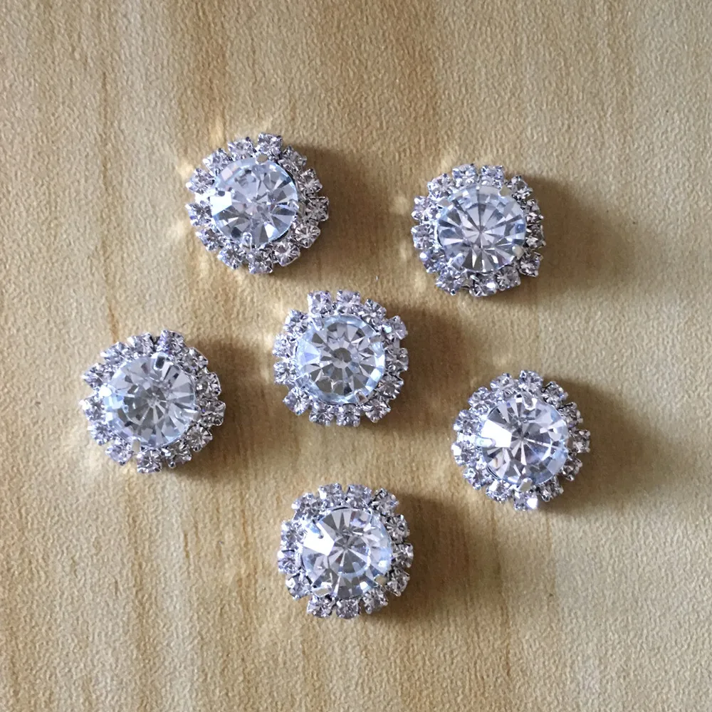 

CJSIR 10pcs 15mm Metal Rhinestone Buttons Flatback Wedding Invitation Card Embellishment Hair Center Scrapbook DIY Accessories