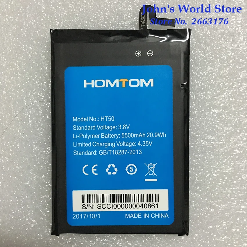 

100% Original HOMTOM HT50 Battery Replacement 5.5inch 5500mAh Backup Batteries Replacement For HOMTOM HT50 Smart Phone