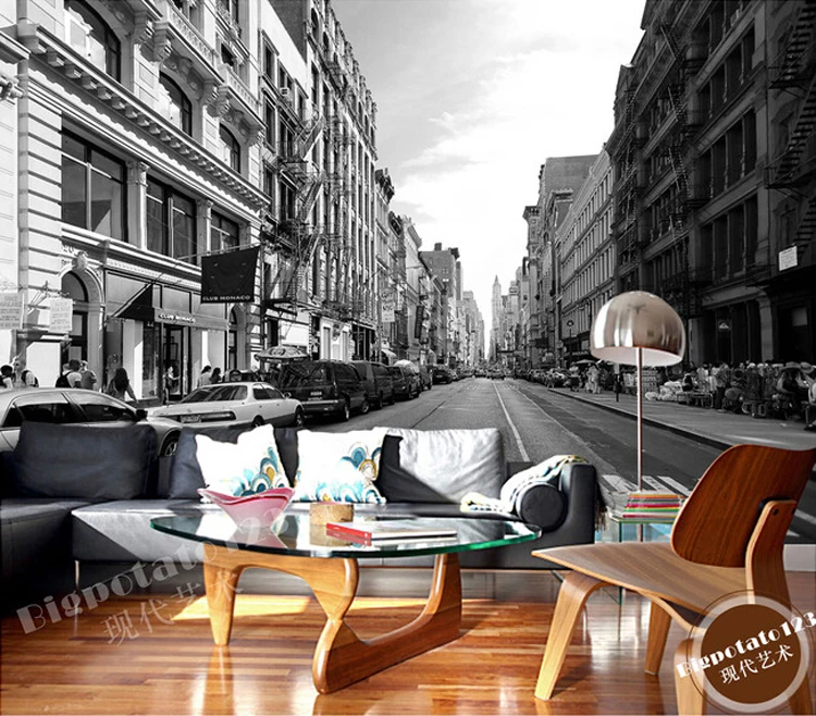 Vintage Metallic Black Silver Wallpaper New York City Scenery Wall ... Vintage Metallic Black Silver Wallpaper New York City Scenery Wall ...