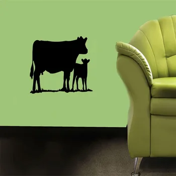 

WALL VINYL STICKER DECALS ART MURAL MOTHER COW WITH HER CHILD