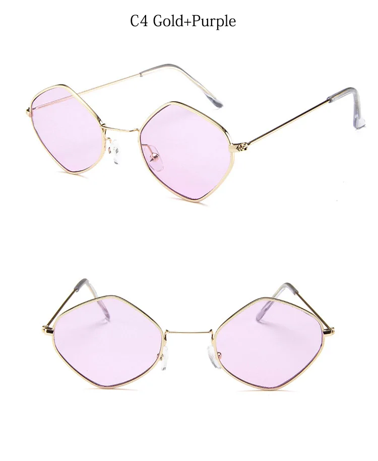 Новинка, винтажные женские солнцезащитные очки, Ретро стиль, брендовые, прозрачные, ромбовидные, солнцезащитные очки для женщин, маленькие, красные, желтые, женские очки, UV400