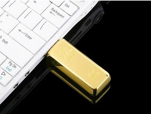 Золотой usb флэш-накопитель металлический флеш-накопитель 4 ГБ 8 ГБ 16 ГБ 32 ГБ 64 Гб Золотой бар USB2.0 флеш-память, переносной usb-накопитель слиток палка диск подарок